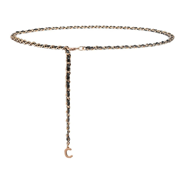 Cinturón de cadena de moda athleticsshop2018 con hebilla ajustable para jeans oro negro
