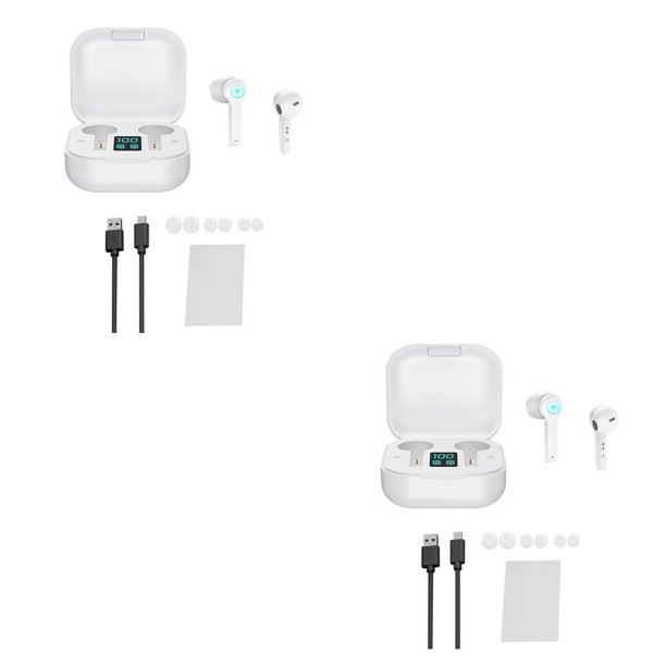 sweethay ES1 Auriculares inalámbricos Bluetooth 5.0 Auriculares Auriculares deportivos Auriculares con micrófono Caja de carga Auriculares para Blanco 2piezas