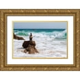 thumbnail image 1 of Palacios Prieto, Javier 32x23 Gold Ornate Wood Framed with Double Matting Museum Art Print Titled - Stone tower on the beach, 1 of 4