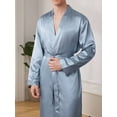 thumbnail image 5 of Men's Solid Color Bathrobe With Waist Belt, Home Clothing, 5 of 5