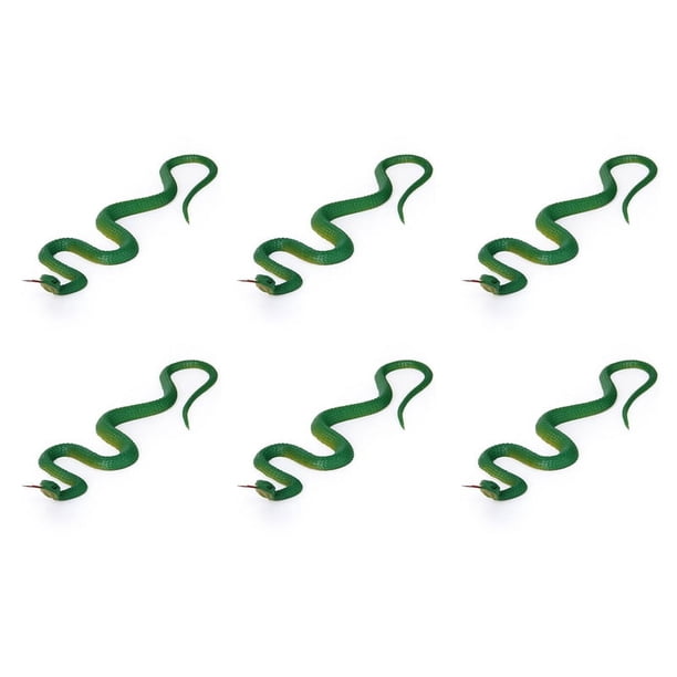 6X SimulacióN de Serpiente de Juguete de Plástico Blando SimulacióN de Serpiente Juguete con Punta de Goma - Verde