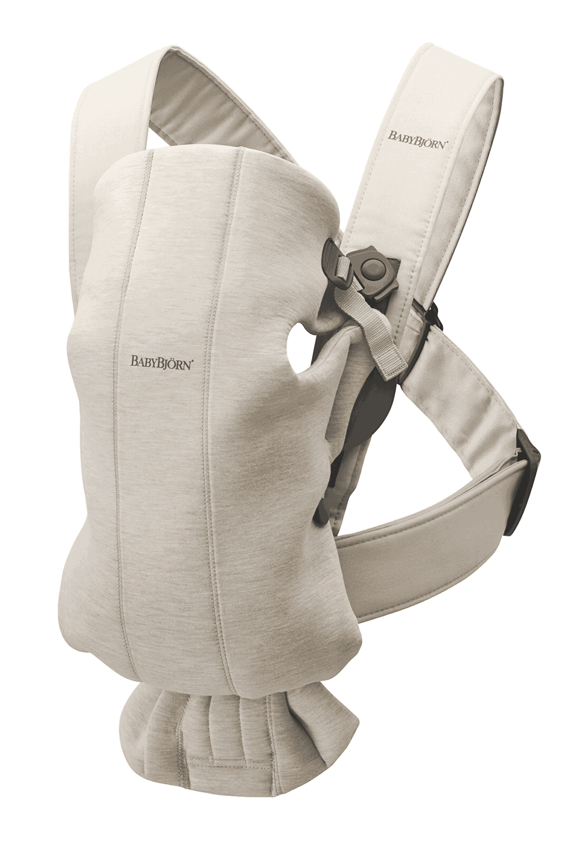 BabyBjorn Baby Carrier Mini, 3D Jersey, Light Beige for Infant, One Size