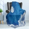 thumbnail image 4 of Moonlight Soft Flannel Fleece Throw Blanket, Digital Art Painted Look Night View of Cloudy Sky and Moon Stars, Cozy Plush for Indoor and Outdoor Use, 70" x 90", White Night Blue, by Ambesonne, 4 of 5