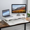 thumbnail image 5 of Standing Desk Converter, 32 Inch Standing Desk Adjustable Height for Table Tops and Home Office, Desk Riser Computer Workstation with Wide Keyboard Tray 2-Tier Desktop, White, 5 of 7
