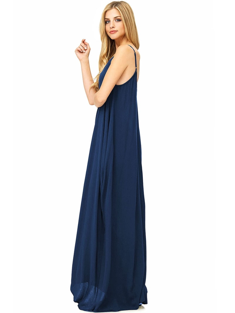 lovestitch maxi dress with pockets Women's White & Blue Floral Boho Puff Sleeve Maxi Dress