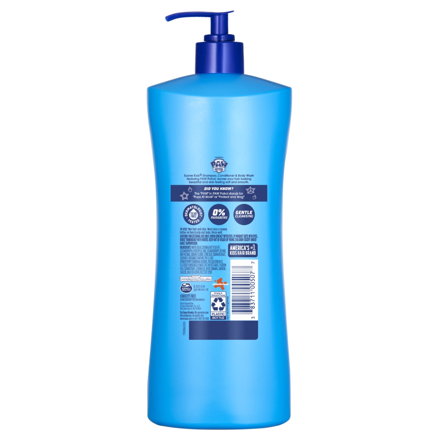 (4 pack) Suave Kids Paw Patrol 3-in-1 Shampoo, Conditioner & Body Wash, Adventure Bay Breeze, 28 oz