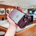 thumbnail image 2 of for iPhone 13 Pro Case for Women Girls, Bling Glitter Gradient Color Cute Wave Frame Curly Shape with Love Heart Pattern Raised Camera Protection Cover Luxury Plating Shockproof Phone Case, Darkpurple, 2 of 7