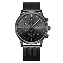 MEGIR Luxury Men Quartz Watch Steel Mesh Strap Sport Military Business Wristwatch with Chronograph