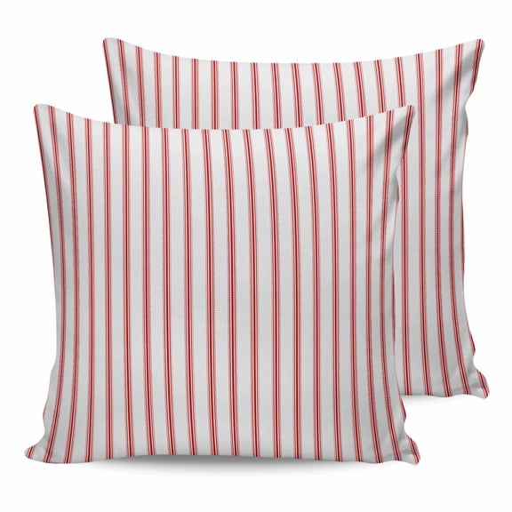 20x20 Pillow Covers Set of 2, Red Striped Throw Pillow Covers Decorative Couch Cushion Case, Red White Stripes Farmhouse Microfiber Square Pillowcases for Bedroom Car Living Room