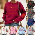 thumbnail image 1 of RKSTN Women's Valentine's Day Sweatshirts Oversized Crewneck Valentines Heart Graphic Print Hoodless Sweatshirt Womens Casual Plus Size Round Neck Loose Comfy Sweatshirt Fall Spring Clothes, 1 of 6