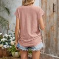 thumbnail image 6 of vigerkar Short Sleeve Summer Tops V Neck Eyelet Embroidery T Shirts Loose Tunic Blouse Dressy Casual Basic Tee Shirt (Pink, L), 6 of 9
