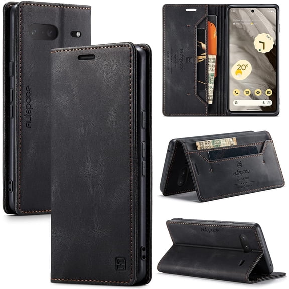 Wallet Case for Google Pixel 7 2022,Magnetic Protect PU Leather Flip Case with Card Holders RFID Blocking Kickstand Shockproof Protection Case for Google Pixel 7 2022 (No Buckle Black)