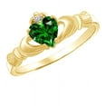 thumbnail image 2 of AFFY Heart Cut Simulated Emerald & Cubic Zirconia Claddagh Ring In 14k Yellow Gold Over Sterling Silver Jewelry Gift For Her Ring Size-8.5, 2 of 6