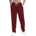 thumbnail image 1 of Pantalones largos para hombre, de color liso, informales, deportivos, holgados, modernos, versátiles, transpirables., 1 of 4
