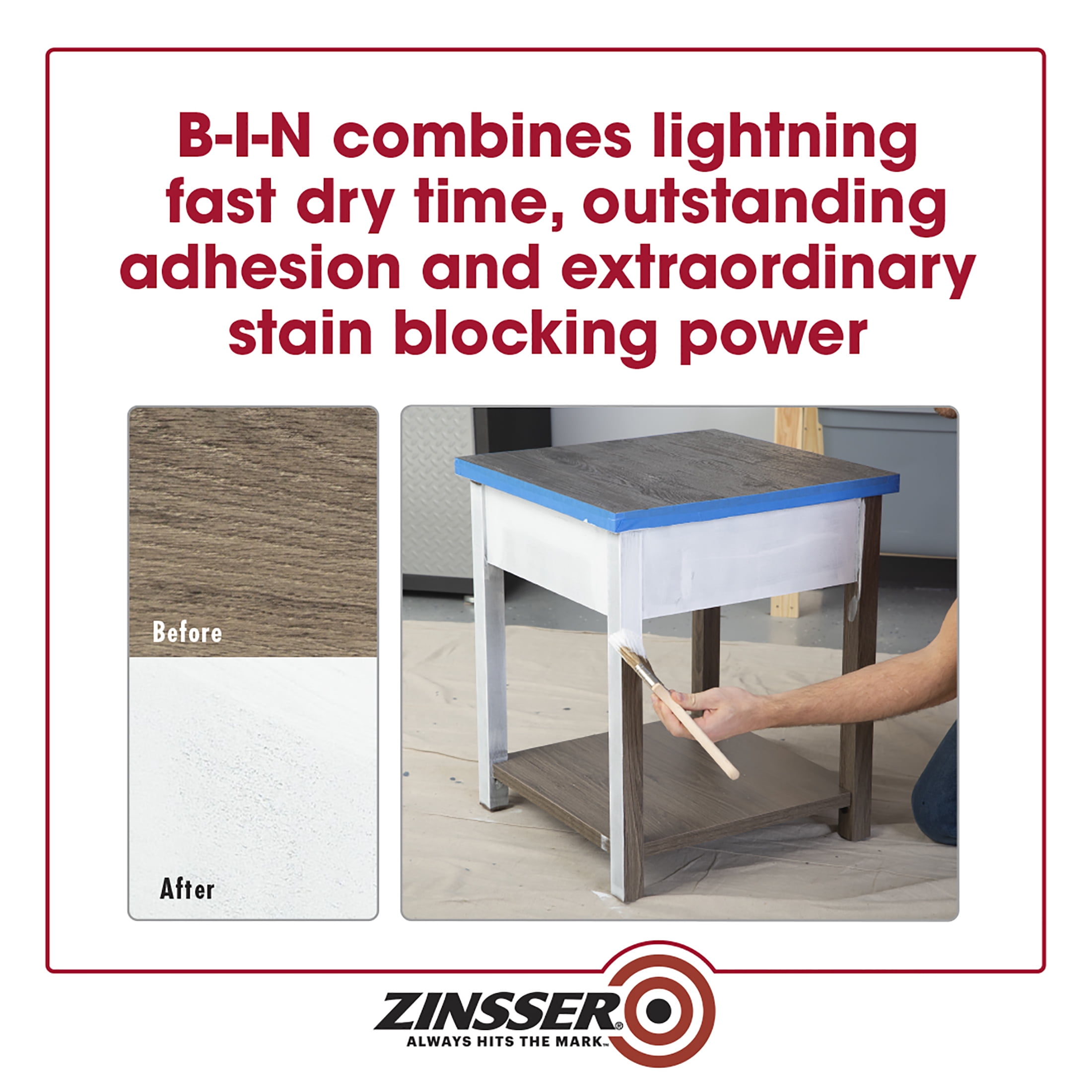 6 Pack, White, Zinsser Flat BIN Shellac Primer- Quart