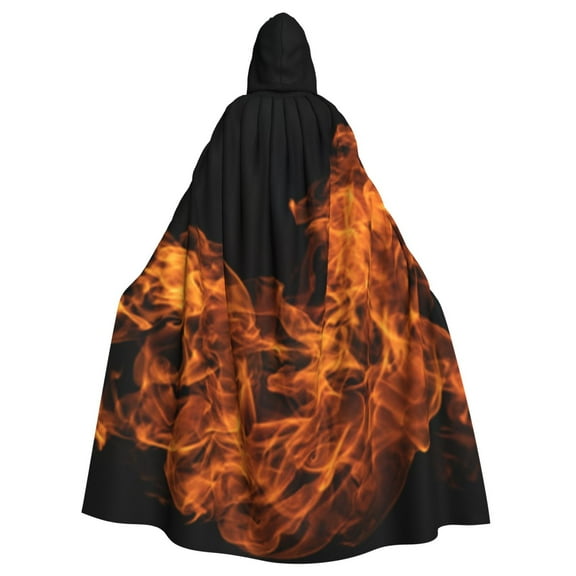 Unisex Hooded Cloak Adult Lightweight Overcoat Fire Flames From Gas Explosion Cloak for Halloween Cosplay Costumes