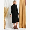 thumbnail image 3 of Women's Lounge Dress Long Sleeve Midi Long Dress Loose Casual Side Slit Dresses Pocket, 3 of 7