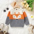 thumbnail image 5 of lnmuld Cute Sweaters Baby Girl Boy Cartoon Patchwork Color Block Knit Sweater Warm Sweatshirt Long Sleeve Shirt Tops Knitted Fall Winter Clothes Size:6-9 Months, 5 of 9