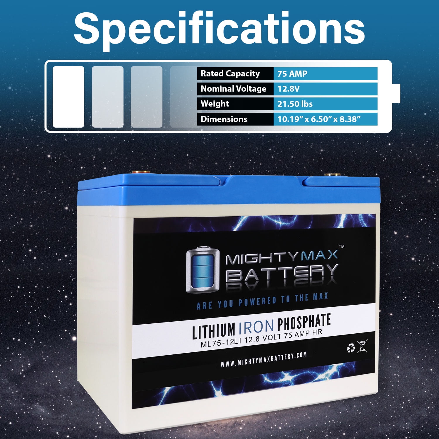 12V 75AH Lithium Replacement Battery compatible with Invacare TDX4 TDX5 Mobility - 3 Pack