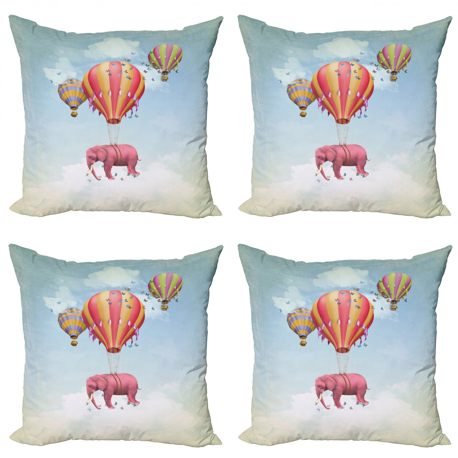 Multicolor 18x18 Elephants and Moons Design Throw Pillow 