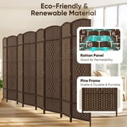Jostyle Room Divider 6ft. Tall Extra Wide Privacy Screen, Folding Privacy Screens with Diamond Double-Weave Room dividers and Freestanding Room Dividers Privacy Screens(Mocha, 8-Panel)