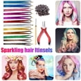 thumbnail image 4 of Linyer 12 Color Hair Tinsel with Pliers Crochet Silicone Buckle Hair Extension Set False Hair Strands Party Accessories  120cm 12 colors, 4 of 8
