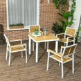 thumbnail image 3 of Demi Bonn Aluminum Patio Dining Set with HDPE, 5-Piece Table & Chairs, Umbrella Compatible, Outdoor Dining for Families, Yellow, 3 of 11