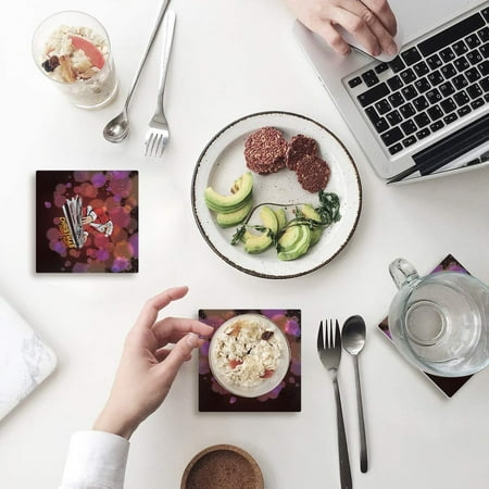 

FMSHPON Merry Christmas Santa Claus Set of 8 Coaster for Drinks Absorbent Ceramic Stone Coasters Cup Mat with Cork Base for Home Kitchen Room Coffee Table Bar Decor