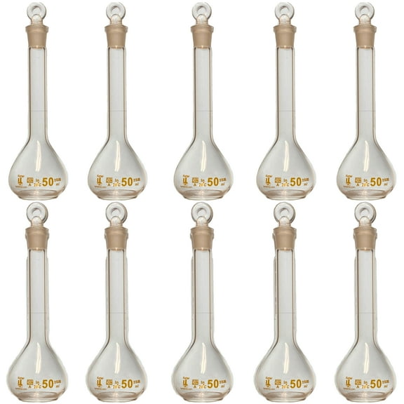 50ml Volumetric Flask, With Ground Stopper, Karter Scientific 252X2 (Pack 10)