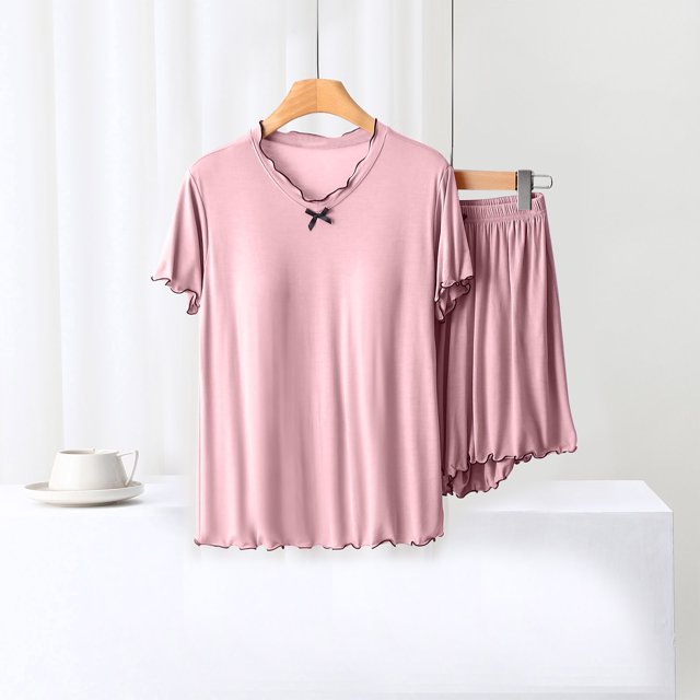 Blouses pour Femmes Blouse Unie Décontractée Mode Col Rond Manches Courtes Régulières Ensembles de Vêtements de Nuit