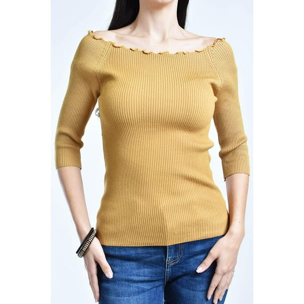 Blusa de canale manga 3/4 Roman Fashion Juvenil, B2 (Mostaza