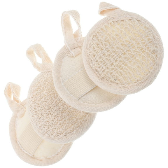 ELAYARD Beige Face Towel Loofah Sponge Pads 4 Pieces for Gentle Exfoliation and Skin Care
