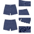 thumbnail image 4 of Women's Y2K Jean Shorts High Waist Loose Scalloped Hem Denim Shorts Soft Stretch Vintage Jeans with Pockets Daily Travel Casual Outfits Blue, 4 of 8