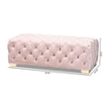 thumbnail image 6 of Bowery Hill Modern Tufted Velvet Ottoman in Pink and Gold, 6 of 8