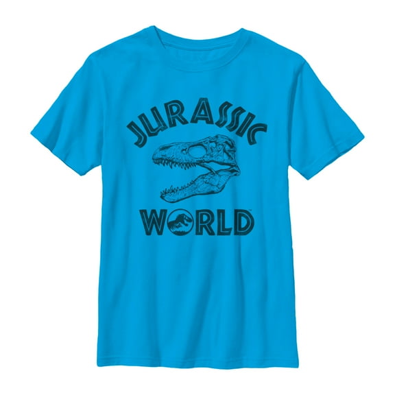 Boy's Jurassic World: Fallen Kingdom Skeleton Logo  Graphic Tee Turquoise Large