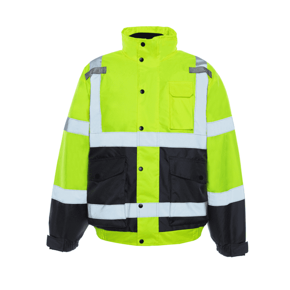 HiVis Bomber Jacket with Removable Fleece Teflon Fabric Protector - Yellow