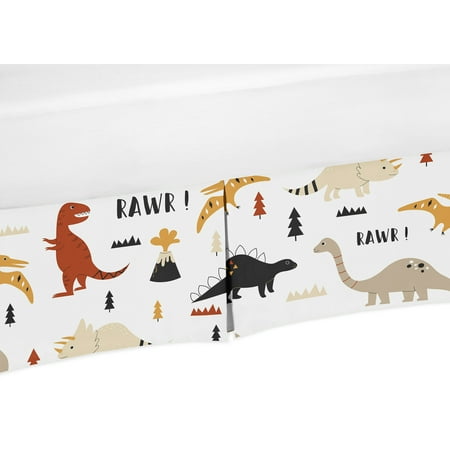 UPC: 0846480090441 | Mod Dinosaur Black and Orange Dust Ruffle Crib Skirt by Sweet Jojo Designs