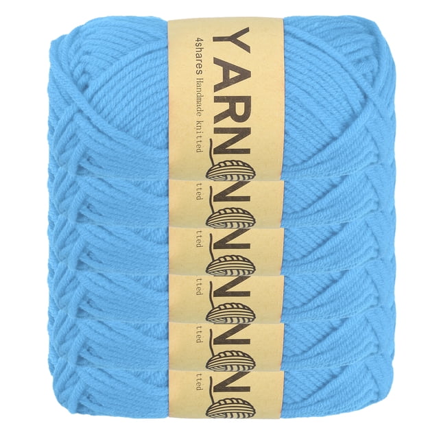 Uxcell 6Pcs Hilo para Ganchillo, Hilo Acrílico Azul de 2mm 150 G/5.3 oz, 328 Yardas en Total