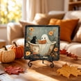 thumbnail image 5 of Cheapark Halloween Wooden Tabletop Sign, Bathroom Bedroom Shelf Tiered Tray Decor Plaque, Vintage Ghost Bathtub Black Cat Art Ornament with Metal Display Stand Single Wood Decor, 5 of 7