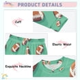 thumbnail image 3 of FORMRS Long Sleeve Top and Pants Pajama Set for Niños 2-Piece Sleepwear, Sizes 18M-8Y, Green American Footballs, 3 of 6