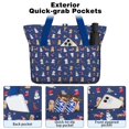 thumbnail image 2 of Tote Bag for Women - Dark Blue Christmas Dog and Snowman Pattern Shoulder Bag - Large Utility Work Duffle Bag with Zipper Handbag for Travel, Work, Sprots, 2 of 5