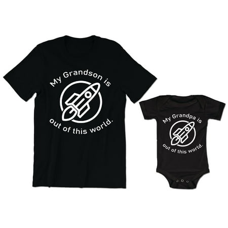 

My Grandson Is Out of This World Men s T-Shirt Rocket Graphic Tee My Grandpa Is Out of This World Baby Bodysuit Kids Youth Toddler Shirt