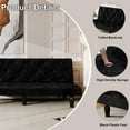 thumbnail image 4 of 65"W Futon Sofa Bed, Velvet Convertible Loveseat Sofa with 3-Level Adjustable Backrest, Comfy Tufted Sleeper Couch Bed,Upholstered Recliner Modern Couch for Living Room, Bedroom, Apartment(Black), 4 of 8