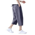 thumbnail image 4 of Garbnen Linen Mens Pants Elastic Waist Drawstring Mens Capris Pants Loose Fit Yoga Summer Wide Leg Trousers Men with Pockets, 4 of 5