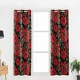 thumbnail image 5 of Hokiten Christmas Poinsettia Blackout Curtains | Light Blocking Print Window Curtains, Xmas Floral Botanical Red Black Thermal Insulated Window Drapes for Living Room Kitchen (2 Panels, 104"W x 63"L), 5 of 7