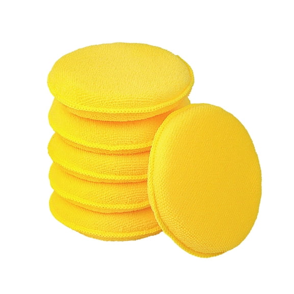 Microfiber Wax Applicator Pads, Car Wax Applicator, Buffing & Detail Polishing Foam Pads for Car Cleaning and Fine Polishing (3.9" Diameter, 6 Pack) - Yellow-dh