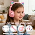 thumbnail image 4 of Bluetooth Cat Ear Headphones for Kids & Adults, Cat Ear LED Light Toddlers Study Headphones,Wireless & Wired Mode Foldable Headset with Mic,Clear Sound Quality for iPhone/iPad/Laptop/PC,Pink, 4 of 13