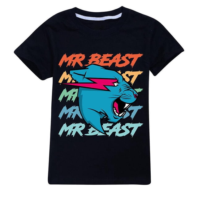 Camiseta de Mr Beast Lightning Cat para niños y niñas, camisetas de manga corta, camisetas informales de verano