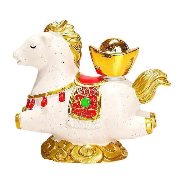 Horse Statue, Small Resin Figurine for 2026 Chinese New Year, Feng Shui Horse Figurine Animal Sculpture for Prosperity and Fortune, Horses Year Decor for Home Office Desktop
