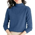 thumbnail image 1 of WTXUE Turtleneck Sweatshirt Crochet Sweaters High Neck Long Sleeved Textured Printed Knitted Base Layer Loose Inner Sweater Oversized Sweatshirt Half Zip Pullover Womens Sweatshirt Blue L, 1 of 9